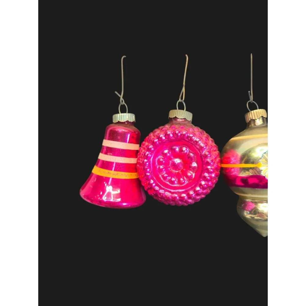 Vintage Shiny Brite Ornaments double Indent Bell Teardrop Mercury Glass bulbs 6 - Picture 4 of 16